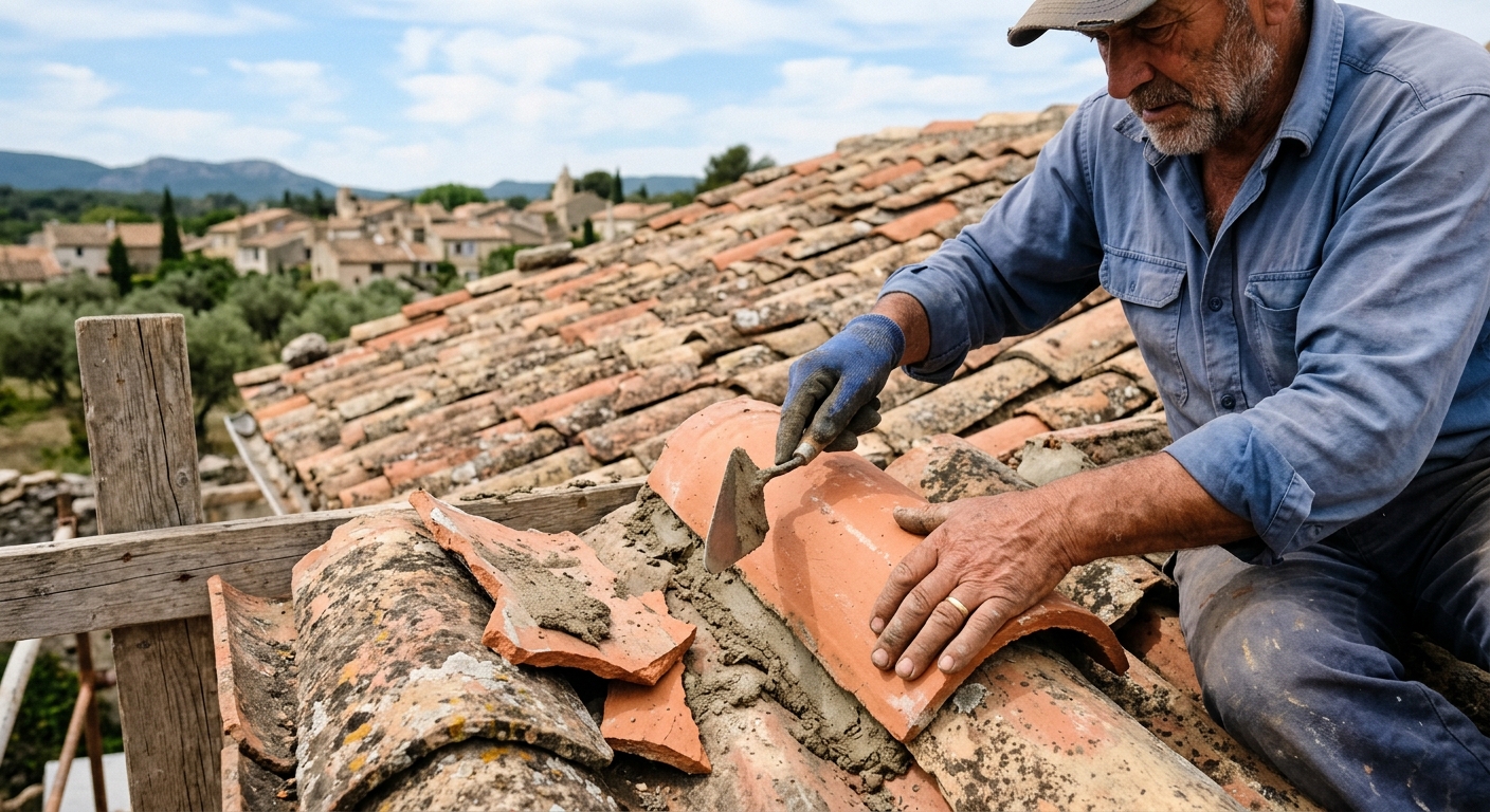 R&eacute;paration de tuile cass&eacute;e
